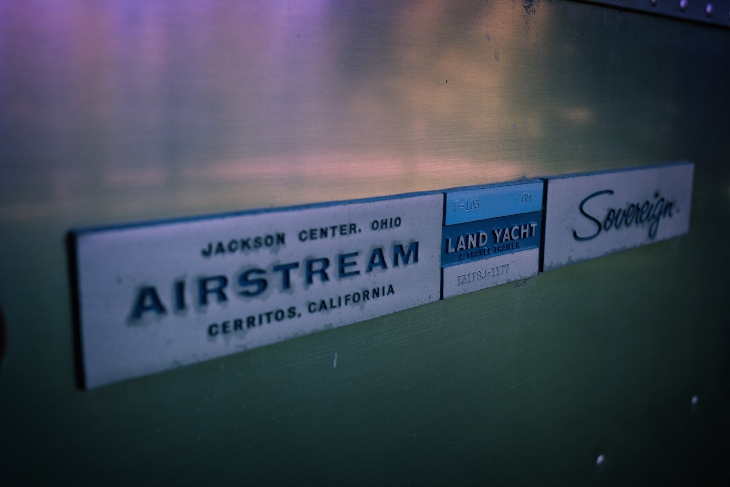 A side view of our Airstream International Sovereign Land Yacht emblem.