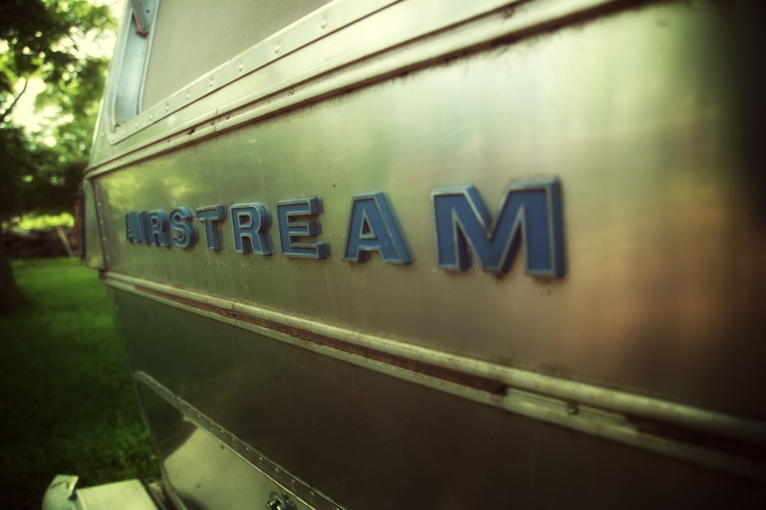 A rear view of our Airstream lettering emblem.